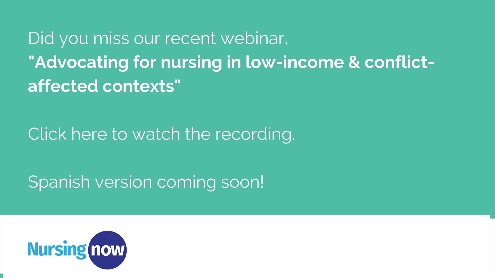 Webinar Recording Tile Nursing Now
